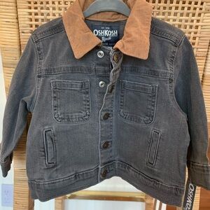 OshKosh B'gosh Kids Charcoal Denim Jacket with Tan Collar